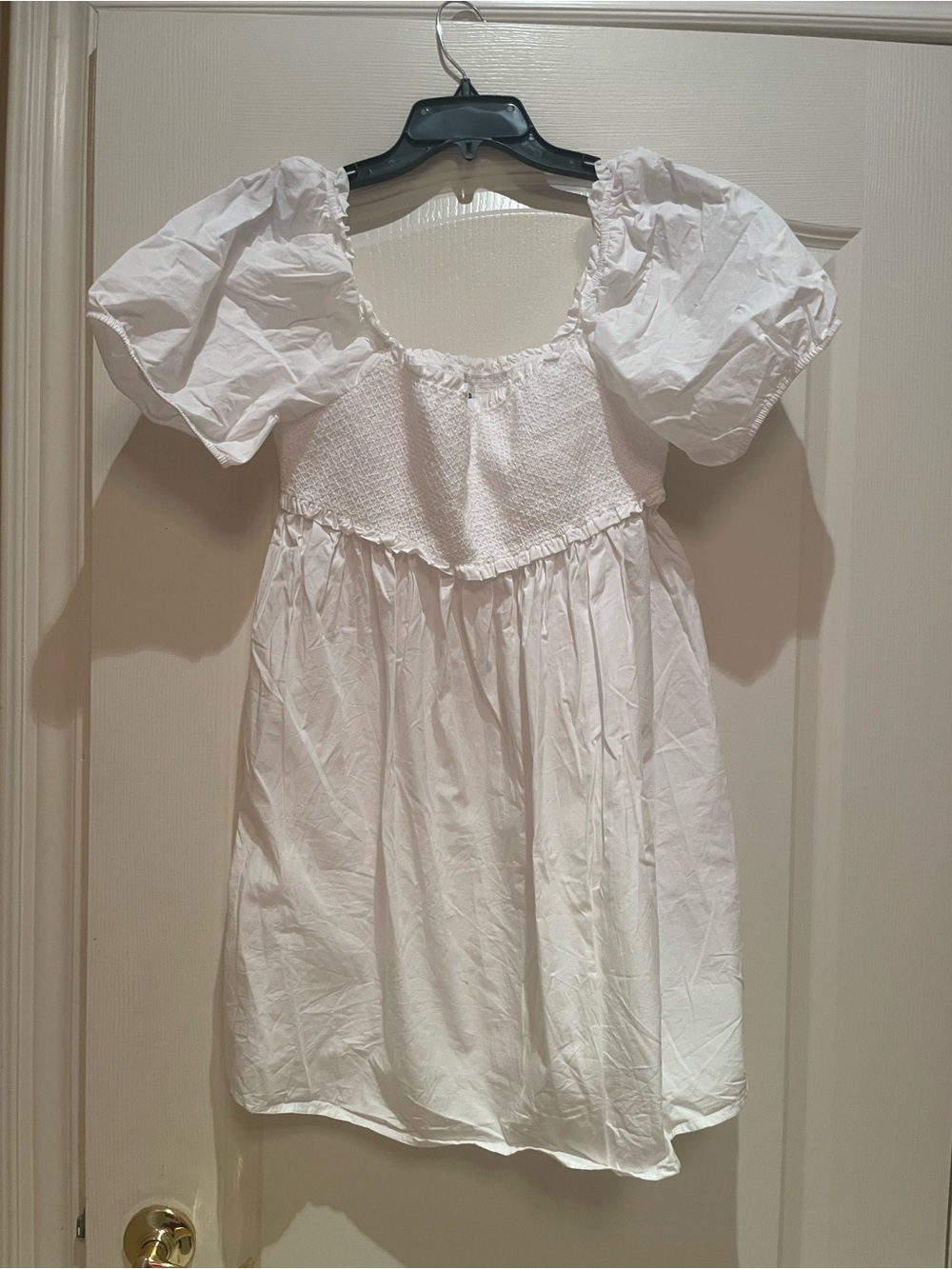 Sunday Best White Puff-Sleeve Smocked Dress